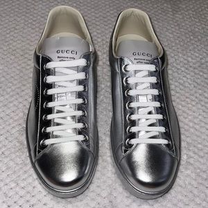 Gucci Silver Metallic  Napa Silk Argento Silver